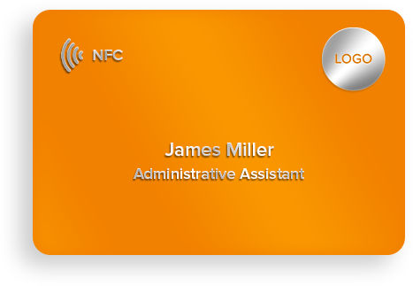 Orange NFC business card side view