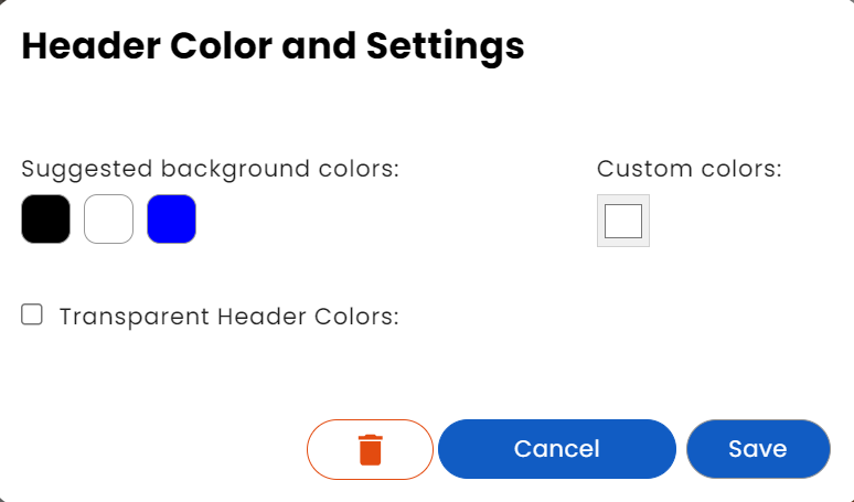 Header Color and Settings on mTap