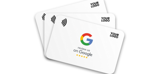 Track success with White mTap Google Review Cards