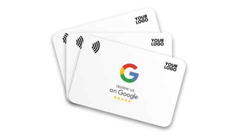 White mTap Google Review Cards on a light background