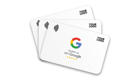 Track success with White mTap Google Review Cards