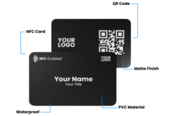 Sleek black digital NFC business card